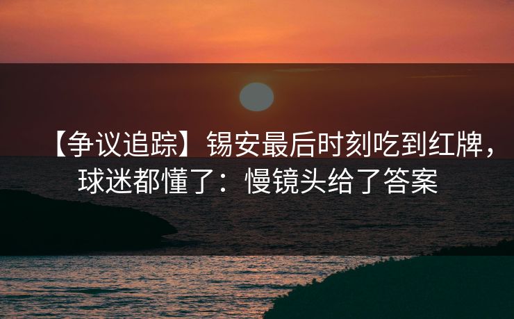 【争议追踪】锡安最后时刻吃到红牌，球迷都懂了：慢镜头给了答案
